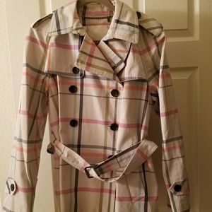 Multi color plaid coach coat
